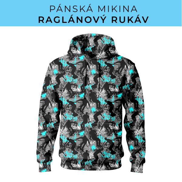 PÁNSKÝ střih - mikina raglan ZÁKLADNÍ s kapucí