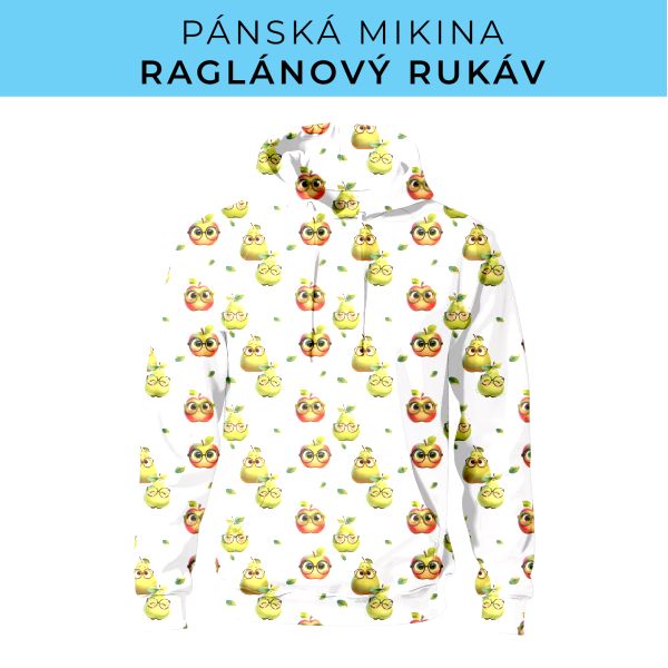 PÁNSKÝ střih - mikina raglan ZÁKLADNÍ s kapucí