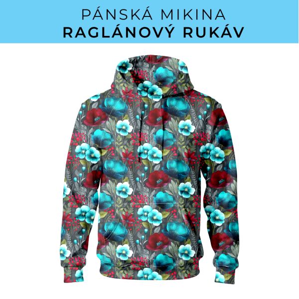 PÁNSKÝ střih - mikina raglan ZÁKLADNÍ s kapucí