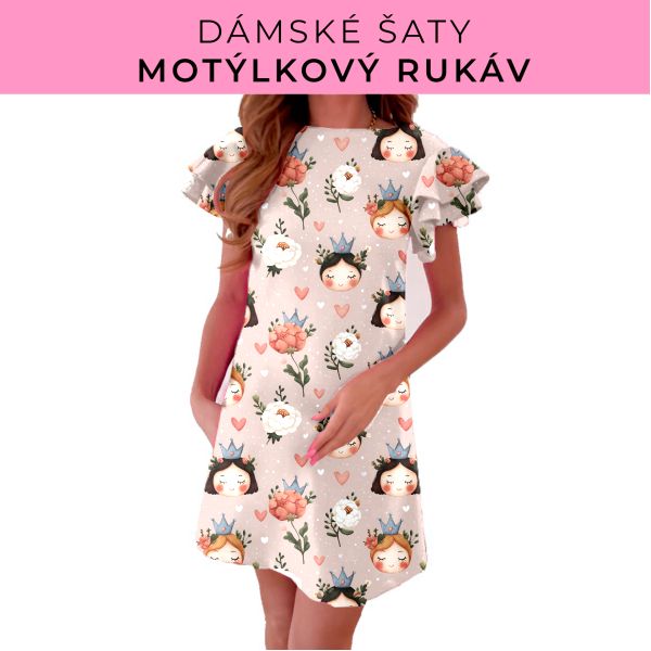 DÁMSKÝ střih - šaty s motýlkovým rukávem