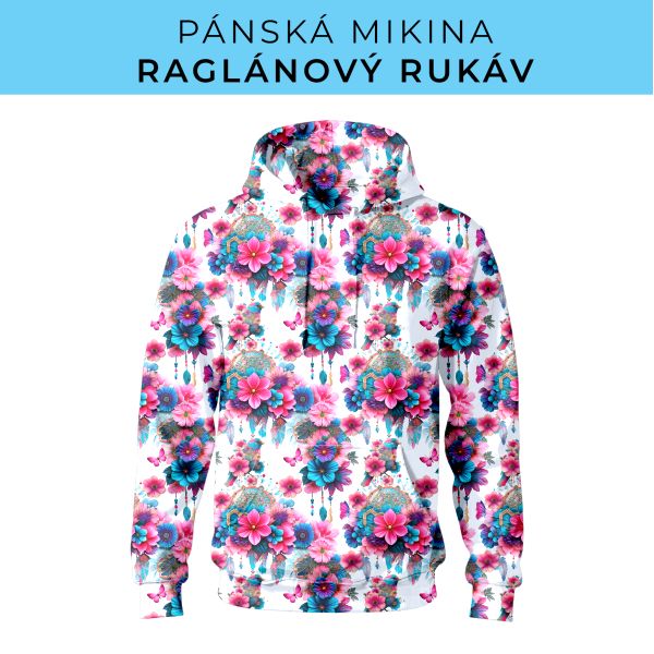 PÁNSKÝ střih - mikina raglan ZÁKLADNÍ s kapucí