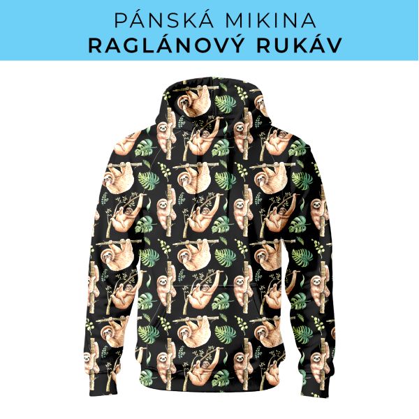 PÁNSKÝ střih - mikina raglan ZÁKLADNÍ s kapucí