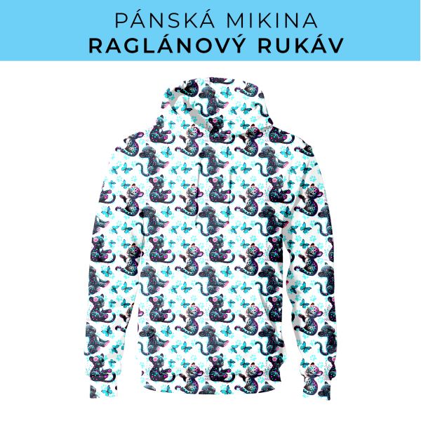 PÁNSKÝ střih - mikina raglan ZÁKLADNÍ s kapucí