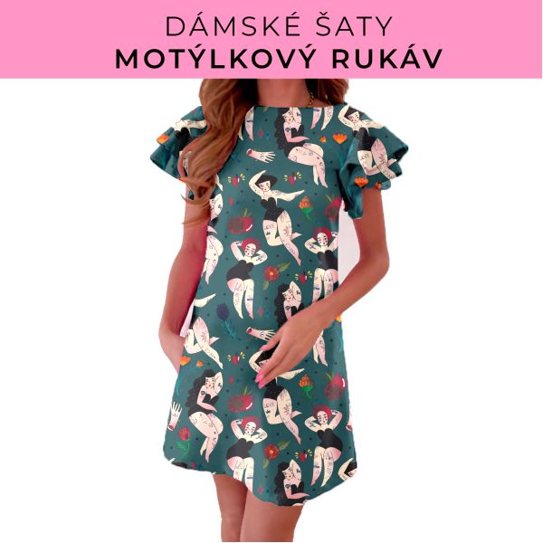 DÁMSKÝ střih - šaty s motýlkovým rukávem