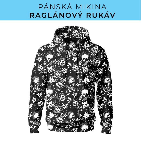 PÁNSKÝ střih - mikina raglan ZÁKLADNÍ s kapucí