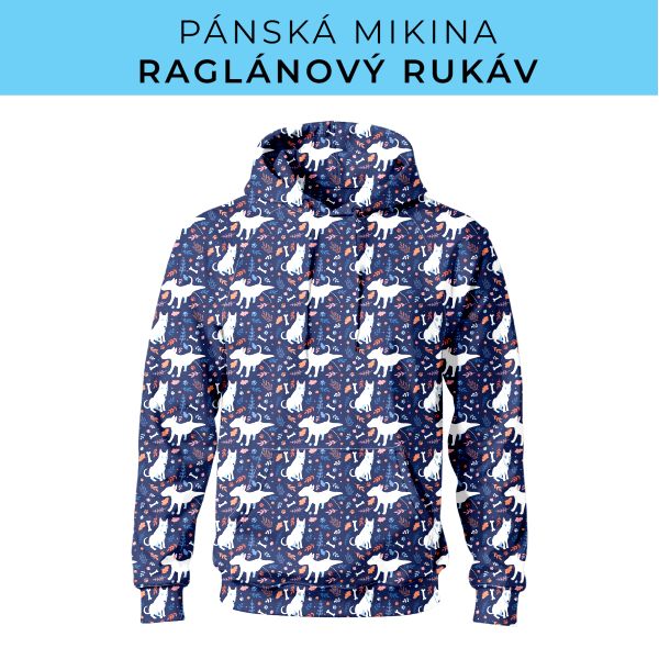 PÁNSKÝ střih - mikina raglan ZÁKLADNÍ s kapucí