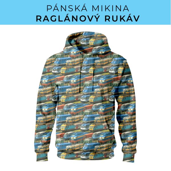 PÁNSKÝ střih - mikina raglan ZÁKLADNÍ s kapucí