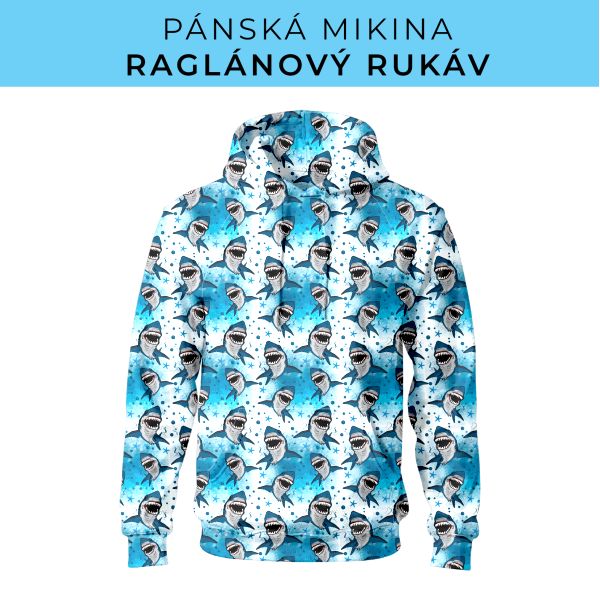 PÁNSKÝ střih - mikina raglan ZÁKLADNÍ s kapucí