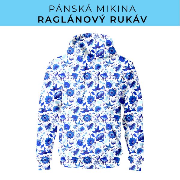 PÁNSKÝ střih - mikina raglan ZÁKLADNÍ s kapucí