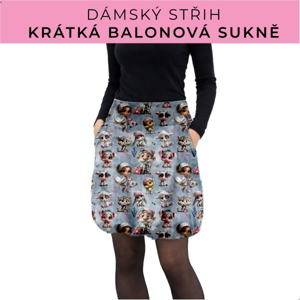 Dámský střih - balonová krátká sukně
