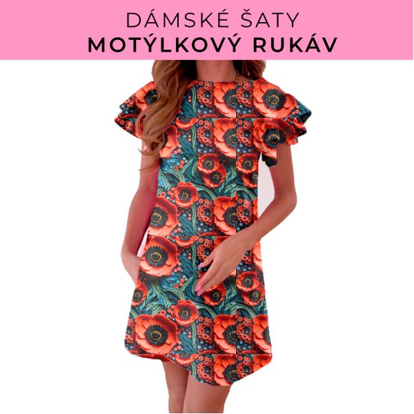DÁMSKÝ střih - šaty s motýlkovým rukávem