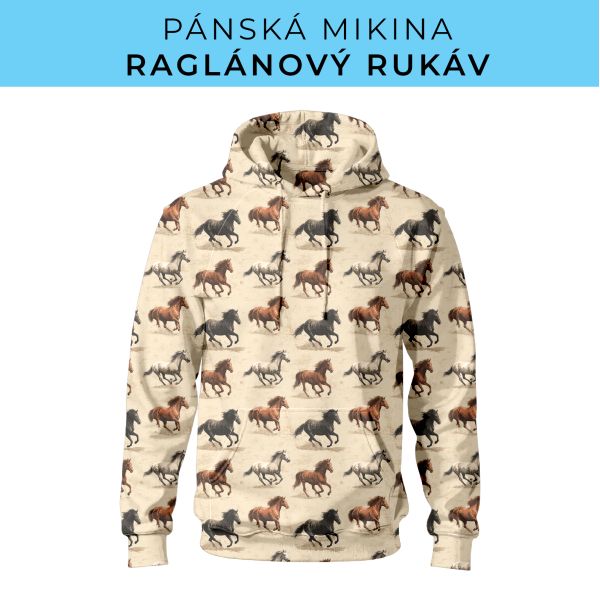 PÁNSKÝ střih - mikina raglan ZÁKLADNÍ s kapucí