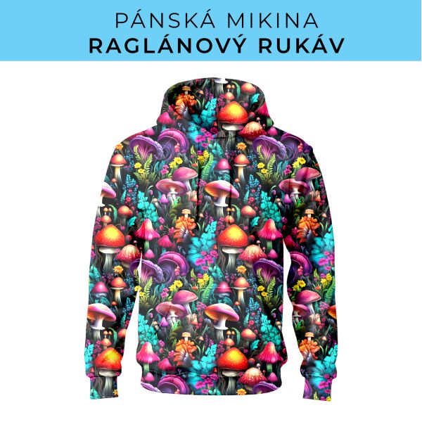 PÁNSKÝ střih - mikina raglan ZÁKLADNÍ s kapucí