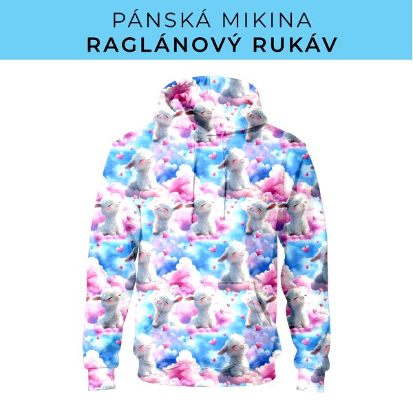 PÁNSKÝ střih - mikina raglan ZÁKLADNÍ s kapucí