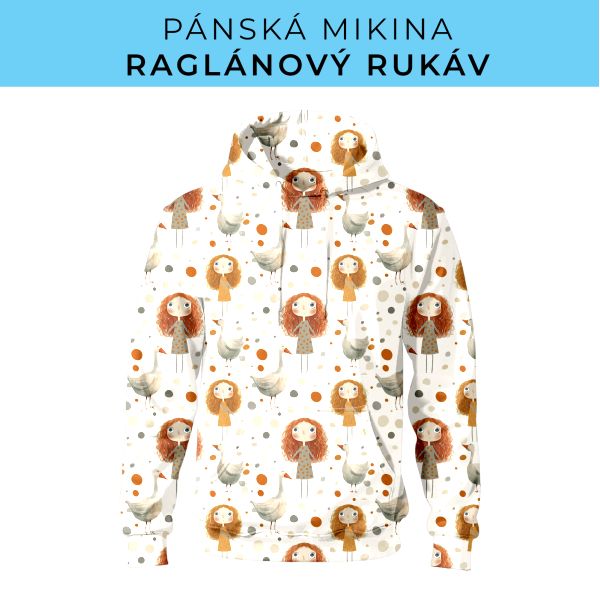 PÁNSKÝ střih - mikina raglan ZÁKLADNÍ s kapucí