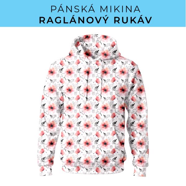 PÁNSKÝ střih - mikina raglan ZÁKLADNÍ s kapucí