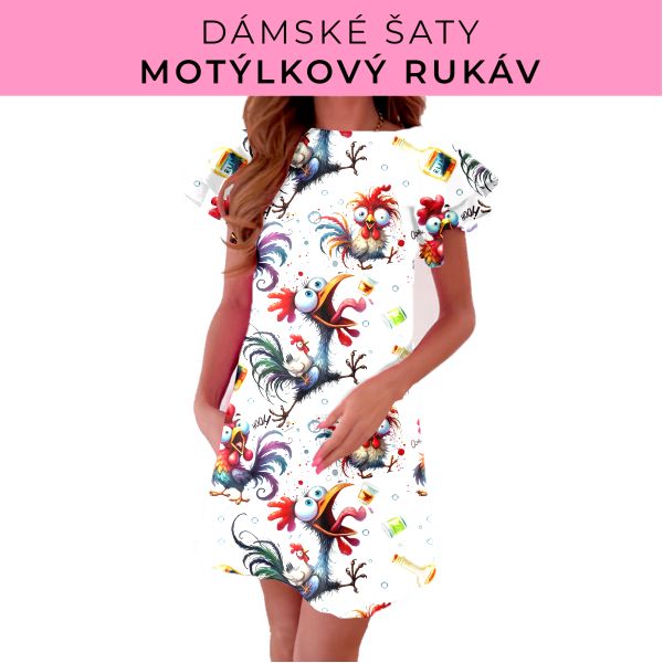 DÁMSKÝ střih - šaty s motýlkovým rukávem