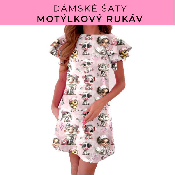 DÁMSKÝ střih - šaty s motýlkovým rukávem