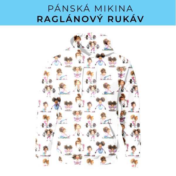 PÁNSKÝ střih - mikina raglan ZÁKLADNÍ s kapucí