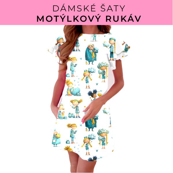 DÁMSKÝ střih - šaty s motýlkovým rukávem