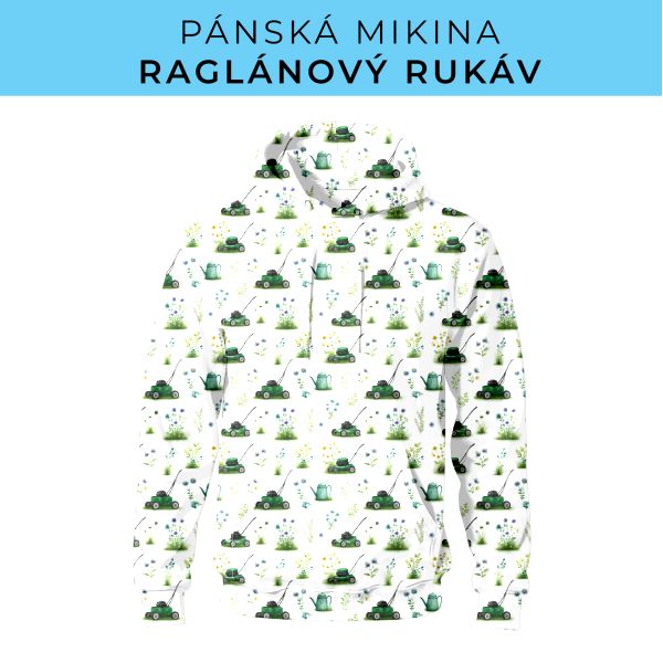 PÁNSKÝ střih - mikina raglan ZÁKLADNÍ s kapucí