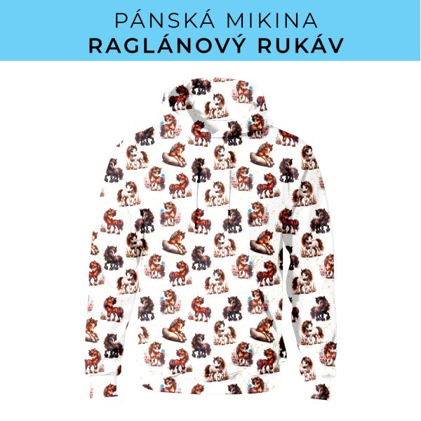 PÁNSKÝ střih - mikina raglan ZÁKLADNÍ s kapucí
