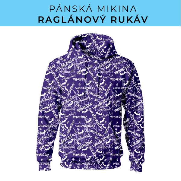 PÁNSKÝ střih - mikina raglan ZÁKLADNÍ s kapucí