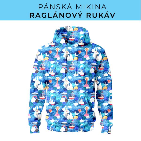PÁNSKÝ střih - mikina raglan ZÁKLADNÍ s kapucí