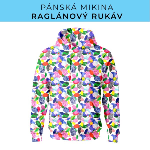 PÁNSKÝ střih - mikina raglan ZÁKLADNÍ s kapucí