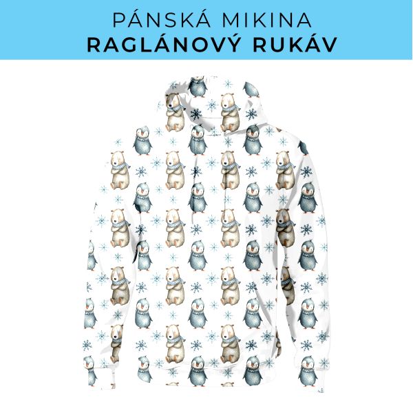 PÁNSKÝ střih - mikina raglan ZÁKLADNÍ s kapucí