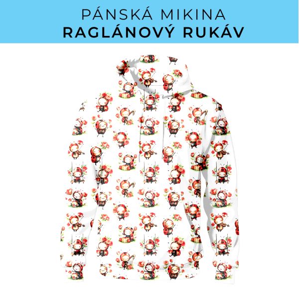 PÁNSKÝ střih - mikina raglan ZÁKLADNÍ s kapucí