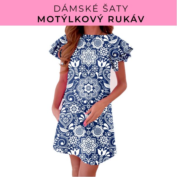 DÁMSKÝ střih - šaty s motýlkovým rukávem