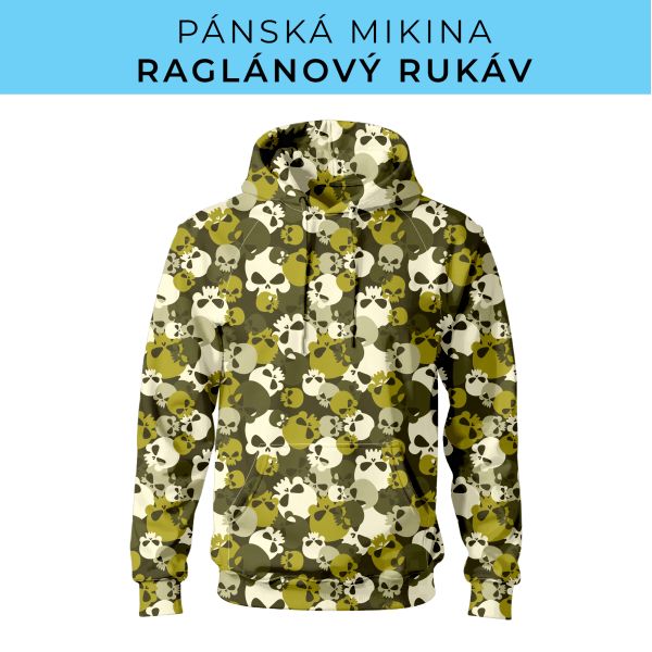 PÁNSKÝ střih - mikina raglan ZÁKLADNÍ s kapucí
