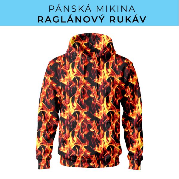 PÁNSKÝ střih - mikina raglan ZÁKLADNÍ s kapucí