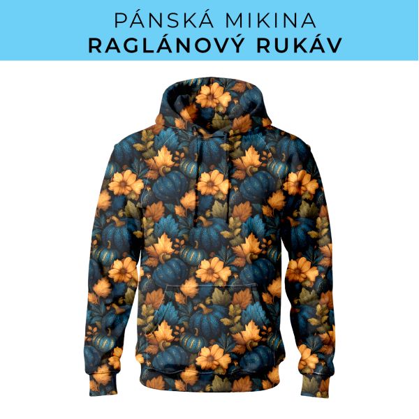 PÁNSKÝ střih - mikina raglan ZÁKLADNÍ s kapucí