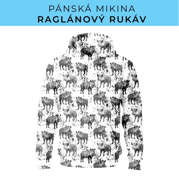 PÁNSKÝ střih - mikina raglan ZÁKLADNÍ s kapucí