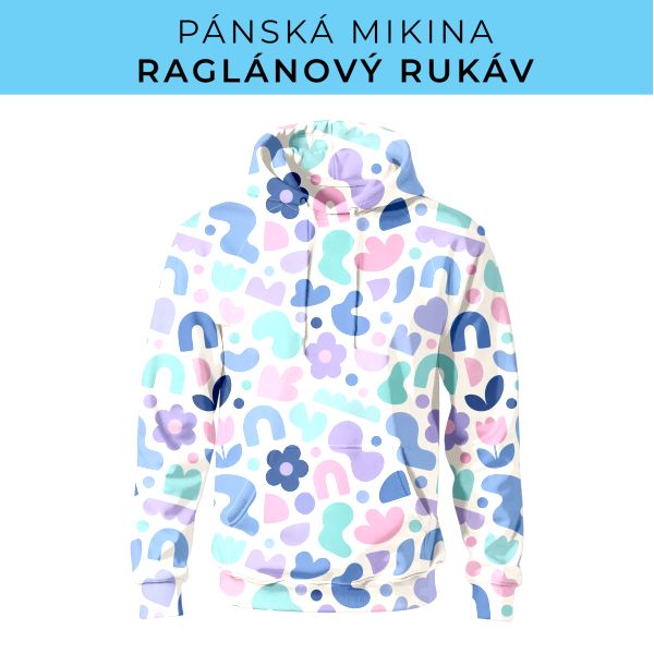 PÁNSKÝ střih - mikina raglan ZÁKLADNÍ s kapucí