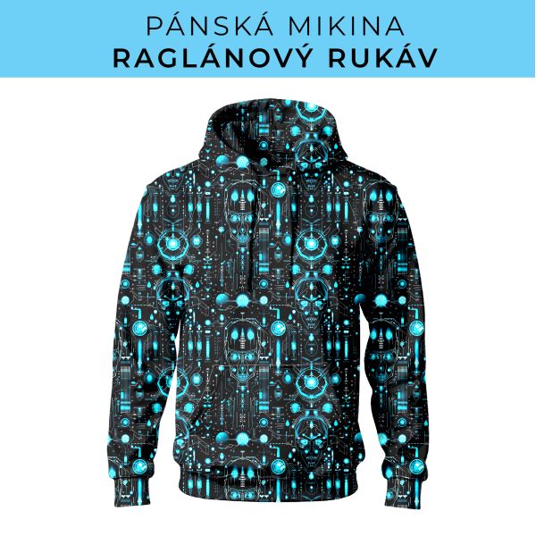 PÁNSKÝ střih - mikina raglan ZÁKLADNÍ s kapucí