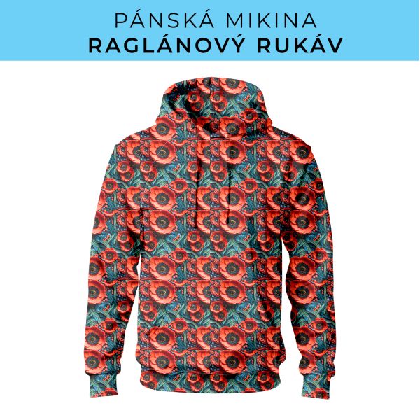 PÁNSKÝ střih - mikina raglan ZÁKLADNÍ s kapucí