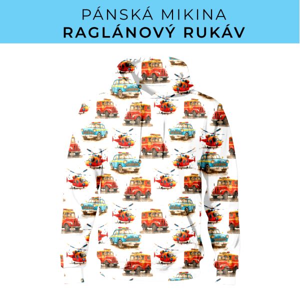PÁNSKÝ střih - mikina raglan ZÁKLADNÍ s kapucí
