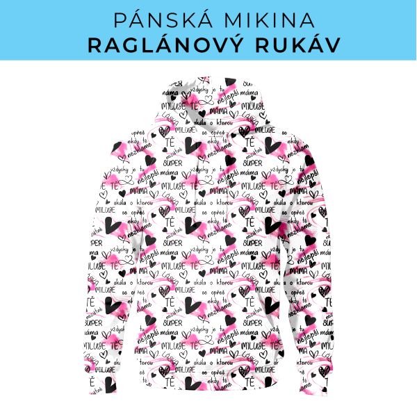 PÁNSKÝ střih - mikina raglan ZÁKLADNÍ s kapucí