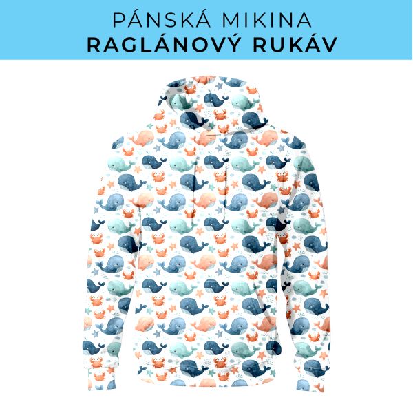 PÁNSKÝ střih - mikina raglan ZÁKLADNÍ s kapucí