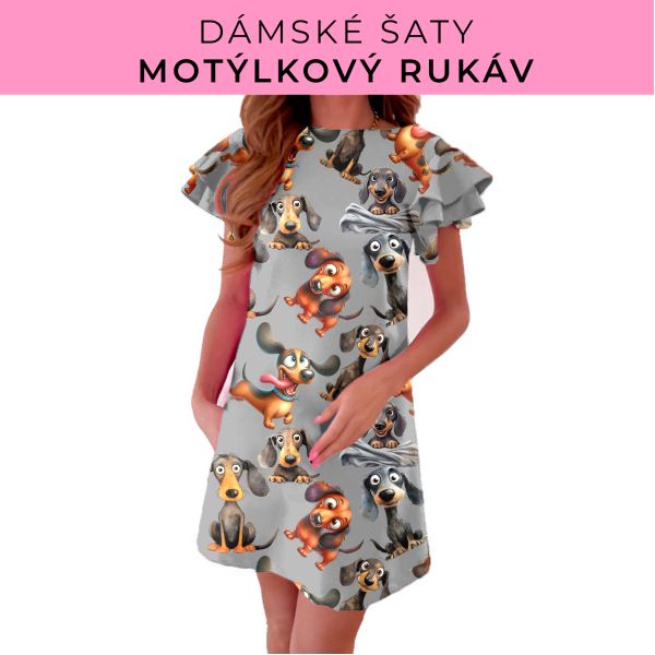 DÁMSKÝ střih - šaty s motýlkovým rukávem