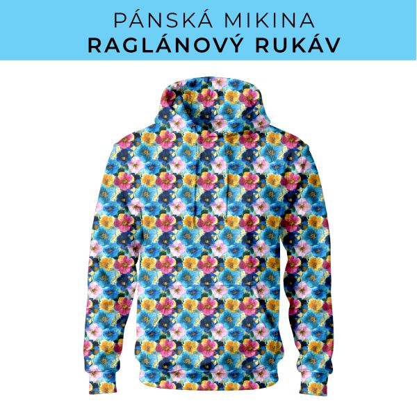 PÁNSKÝ střih - mikina raglan ZÁKLADNÍ s kapucí