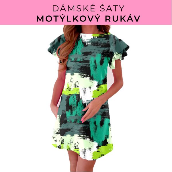 DÁMSKÝ střih - šaty s motýlkovým rukávem
