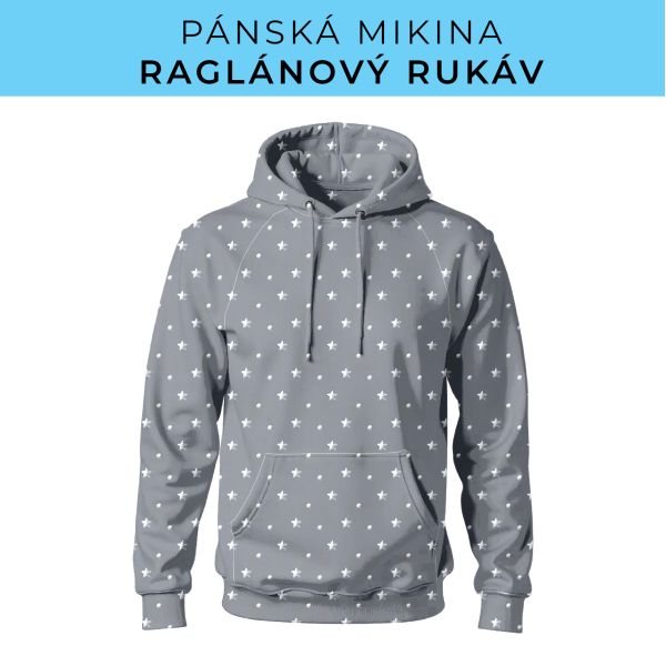 PÁNSKÝ střih - mikina raglan ZÁKLADNÍ s kapucí