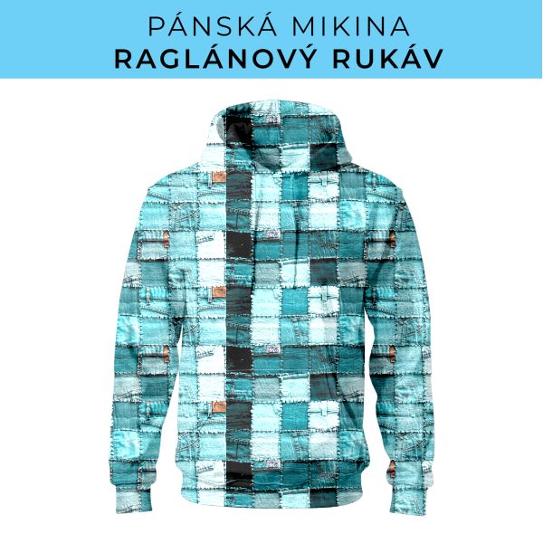 PÁNSKÝ střih - mikina raglan ZÁKLADNÍ s kapucí