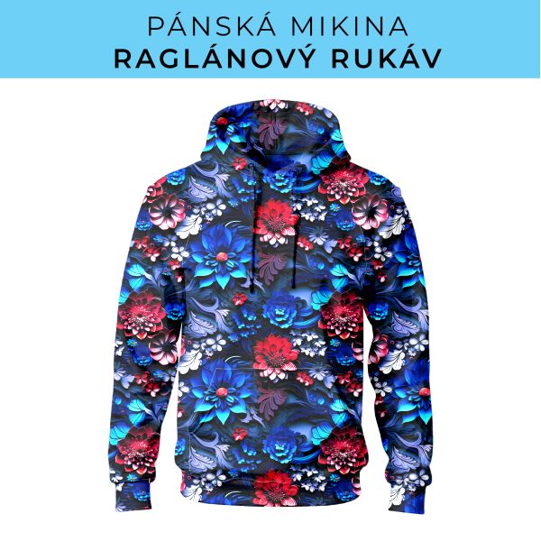 PÁNSKÝ střih - mikina raglan ZÁKLADNÍ s kapucí