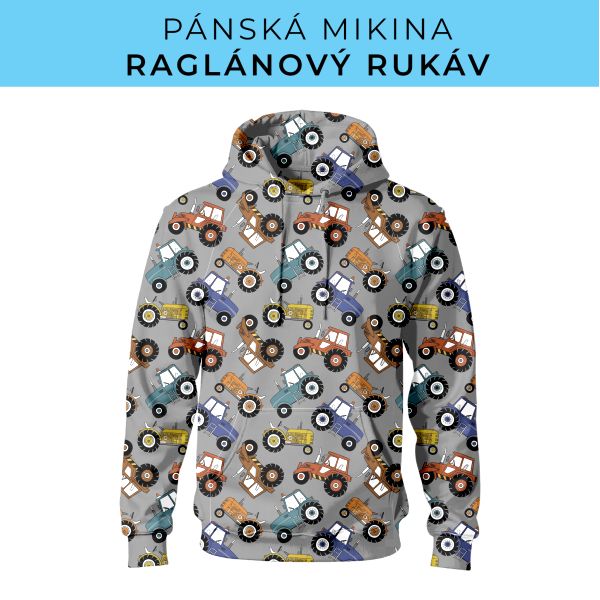 PÁNSKÝ střih - mikina raglan ZÁKLADNÍ s kapucí