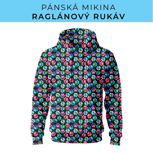 PÁNSKÝ střih - mikina raglan ZÁKLADNÍ s kapucí